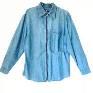 Armani Jeans Cotton Denim Zip Up Front LS Shirt